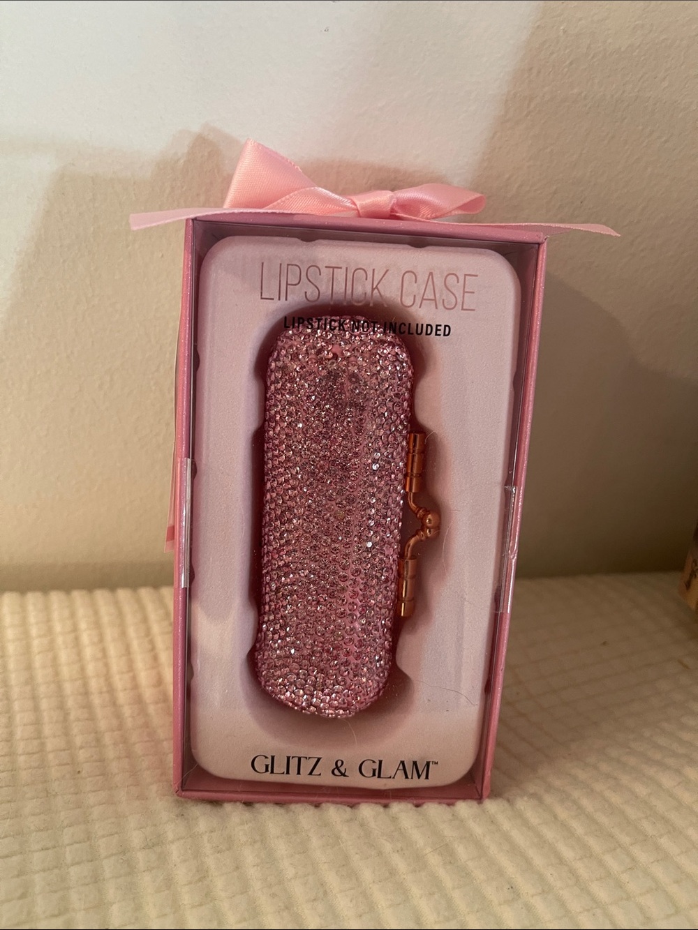 Pink Crystal Lipstick Case